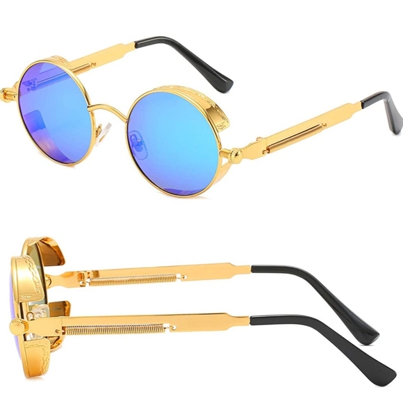 Sunglasses UV 400 Round Steampunk Sunglasses for Women Men unisex glass